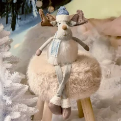 KAEMINGK Babbo Natale Animali E Personaggi-Renna natalizia con gambe flessibili (H51 cm) Stan e pelliccia bianca