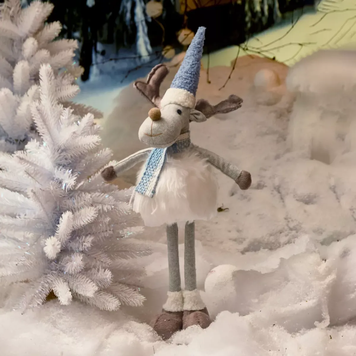 KAEMINGK Babbo Natale Animali E Personaggi-Renna natalizia in piedi (H56 cm) Stan e ecopelliccia bianca