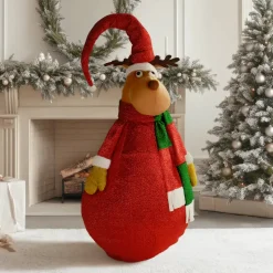 KOOPMAN Oggetti Decorativi E Illuminati|Personaggi E Oggetti Grande Dimensione-Renna pieghevole luminosa a pile H140 cm
