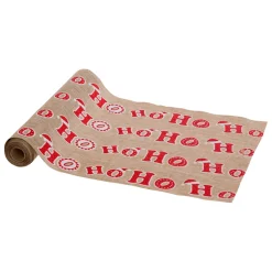 JJA Tovaglia E Runner Da Tavolo Per Le Feste-Runner da tavola in juta (300 x 28 cm) Hohoho e rosso