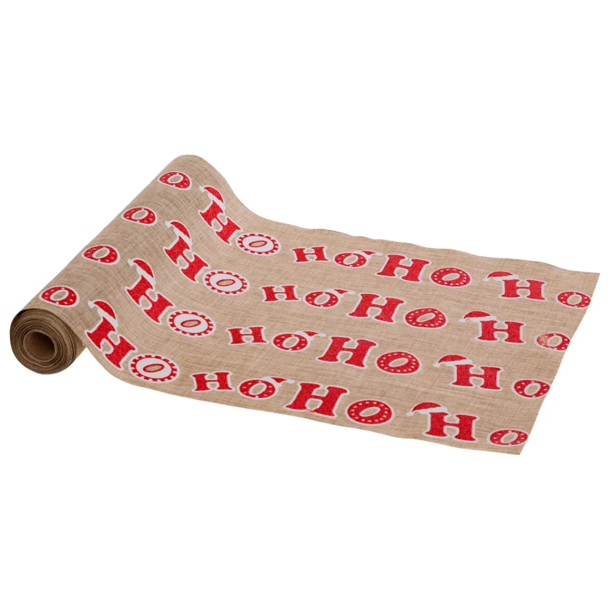 JJA Tovaglia E Runner Da Tavolo Per Le Feste-Runner da tavola in juta (300 x 28 cm) Hohoho e rosso