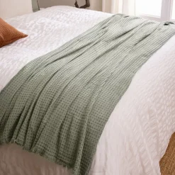 Runner letto cotone (130 x 180 cm) Widdy Verde pallido