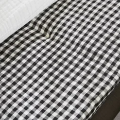 Runner letto in garza di cotone (90 x 200 cm) Gaïa vichy Nero