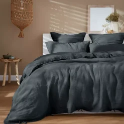 Runner letto lino lavato (90 x 200 cm) Louise Grigio ardesia