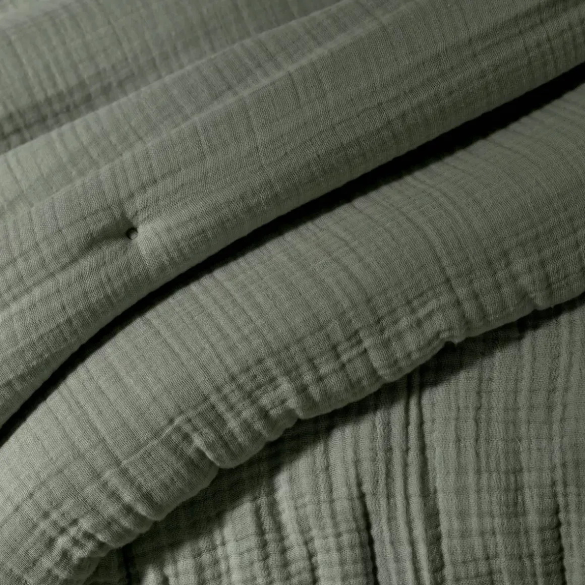 Runner letto quadrupla garza di cotone (90 x 220 cm) Victoria x Gaïa Verde rosmarino