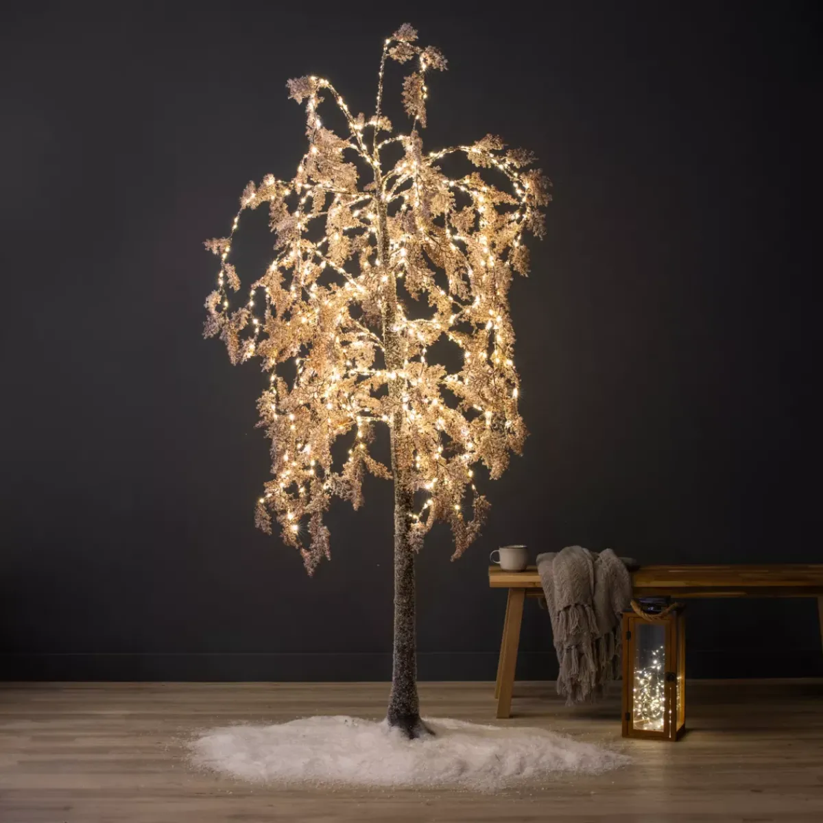 EMINZA Alberi Luminosi|Personaggi E Oggetti Grande Dimensione-Salice piangente luminoso fiore Alt. 200 cm Bianco
