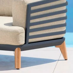 Salotto da giardino alluminio 4 posti 5 pezzi Monte Carlo Grigio antracite e beige