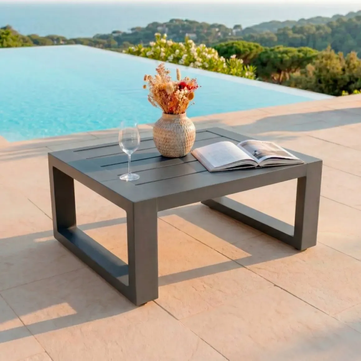 Salotto da giardino alluminio 4 posti 4 pezzi Elba Grigio antracite