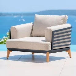 Salotto da giardino alluminio 5 posti 5 pezzi Monte Carlo Grigio antracite e tortora