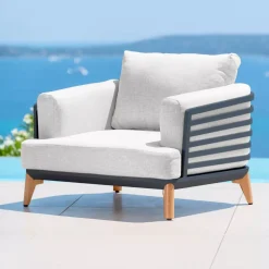 Salotto da giardino alluminio 7 posti 6 pezzi Monte Carlo Grigio antracite e grigio chiaro