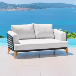 Salotto da giardino alluminio 4 posti 5 pezzi Monte Carlo Grigio antracite e grigio chiaro
