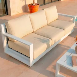 Salotto da giardino alluminio 5 posti 4 pezzi Elba Bianco e beige