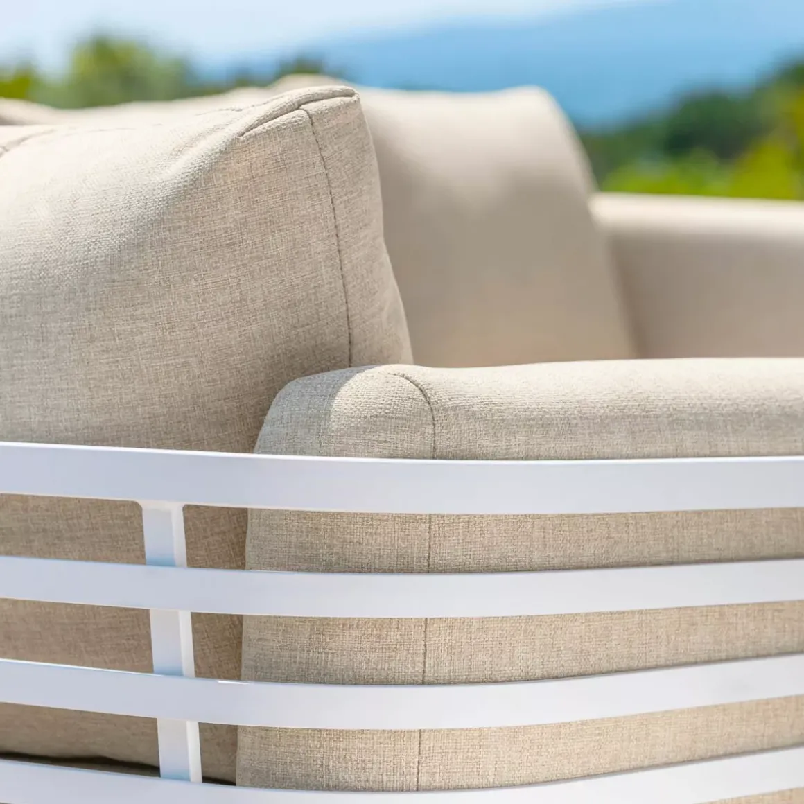 Salotto da giardino alluminio 5 posti 4 pezzi Monte Carlo Bianco e beige