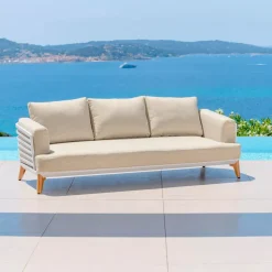 Salotto da giardino alluminio 5 posti 4 pezzi Monte Carlo Bianco e beige
