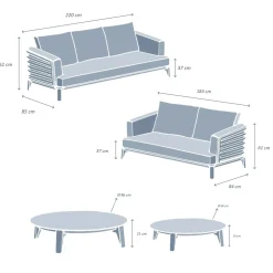 Salotto da giardino alluminio 5 posti 4 pezzi Monte Carlo Grigio antracite e grigio chiaro