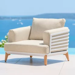 Salotto da giardino alluminio 5 posti 5 pezzi Monte Carlo Bianco e beige