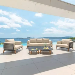 Salotto da giardino alluminio 5 posti 5 pezzi Monte Carlo Grigio antracite e beige