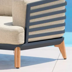 Salotto da giardino alluminio 5 posti 5 pezzi Monte Carlo Grigio antracite e beige
