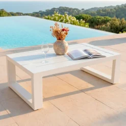 Salotto da giardino alluminio 7 posti 5 pezzi Elba Bianco e grigio chiaro