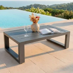 Salotto da giardino alluminio 7 posti 5 pezzi Elba Grigio antracite