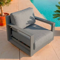 Salotto da giardino alluminio 7 posti 5 pezzi Elba Grigio antracite