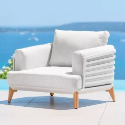 Salotto da giardino alluminio 7 posti 6 pezzi Monte Carlo Bianco e grigio chiaro