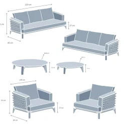 Salotto da giardino alluminio 8 posti 6 pezzi Monte Carlo Grigio antracite