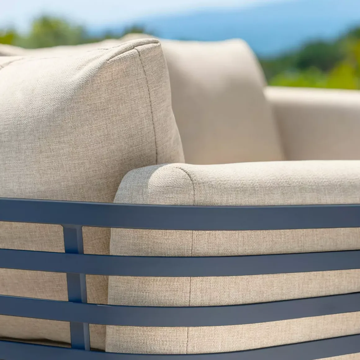Salotto da giardino alluminio 8 posti 6 pezzi Monte Carlo Grigio antracite e beige