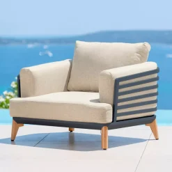 Salotto da giardino alluminio 8 posti 6 pezzi Monte Carlo Grigio antracite e beige