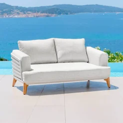 Salotto da giardino alluminio 9 posti 12 pezzi Monte Carlo Bianco e grigio chiaro