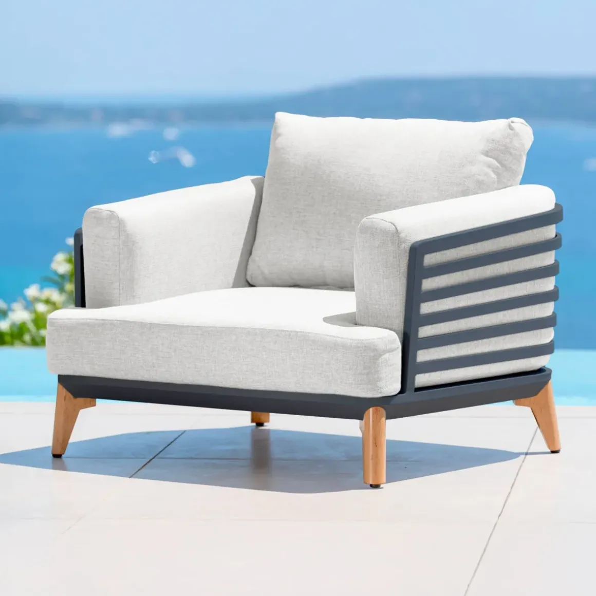 Salotto da giardino alluminio 9 posti 12 pezzi Monte Carlo Grigio antracite e grigio chiaro