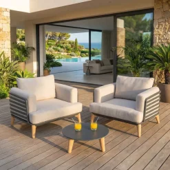 Salotto da giardino alluminio 2 posti 3 pezzi Monte Carlo Grigio antracite e tortora