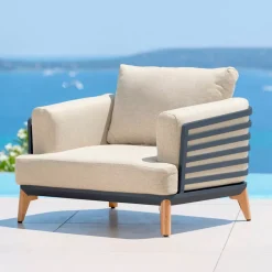 Salotto da giardino alluminio 2 posti 3 pezzi Monte Carlo Grigio antracite e beige