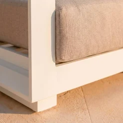 MOBELLIA Salotto Da Giardino-Salotto da giardino alluminio 5 posti 4 pezzi Elba Bianco e tortora