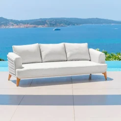 MOBELLIA Salotto Da Giardino-Salotto da giardino alluminio 12 posti 8 pezzi Monte Carlo Bianco e grigio chiaro