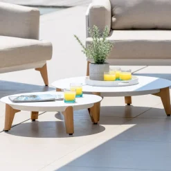 MOBELLIA Salotto Da Giardino-Salotto da giardino alluminio 12 posti 8 pezzi Monte Carlo Bianco e tortora
