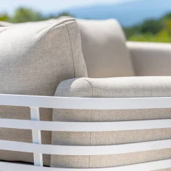 MOBELLIA Salotto Da Giardino-Salotto da giardino alluminio 12 posti 8 pezzi Monte Carlo Bianco e tortora