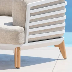 MOBELLIA Salotto Da Giardino-Salotto da giardino alluminio 12 posti 8 pezzi Monte Carlo Bianco e tortora