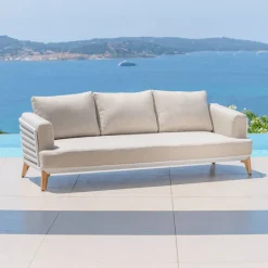 MOBELLIA Salotto Da Giardino-Salotto da giardino alluminio 12 posti 8 pezzi Monte Carlo Bianco e tortora