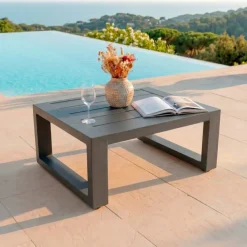 MOBELLIA Salotto Da Giardino-Salotto da giardino alluminio 4 posti 4 pezzi Elba Grigio antracite e grigio chiaro