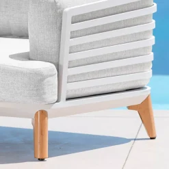 MOBELLIA Salotto Da Giardino-Salotto da giardino alluminio 4 posti 5 pezzi Monte Carlo Bianco e grigio chiaro