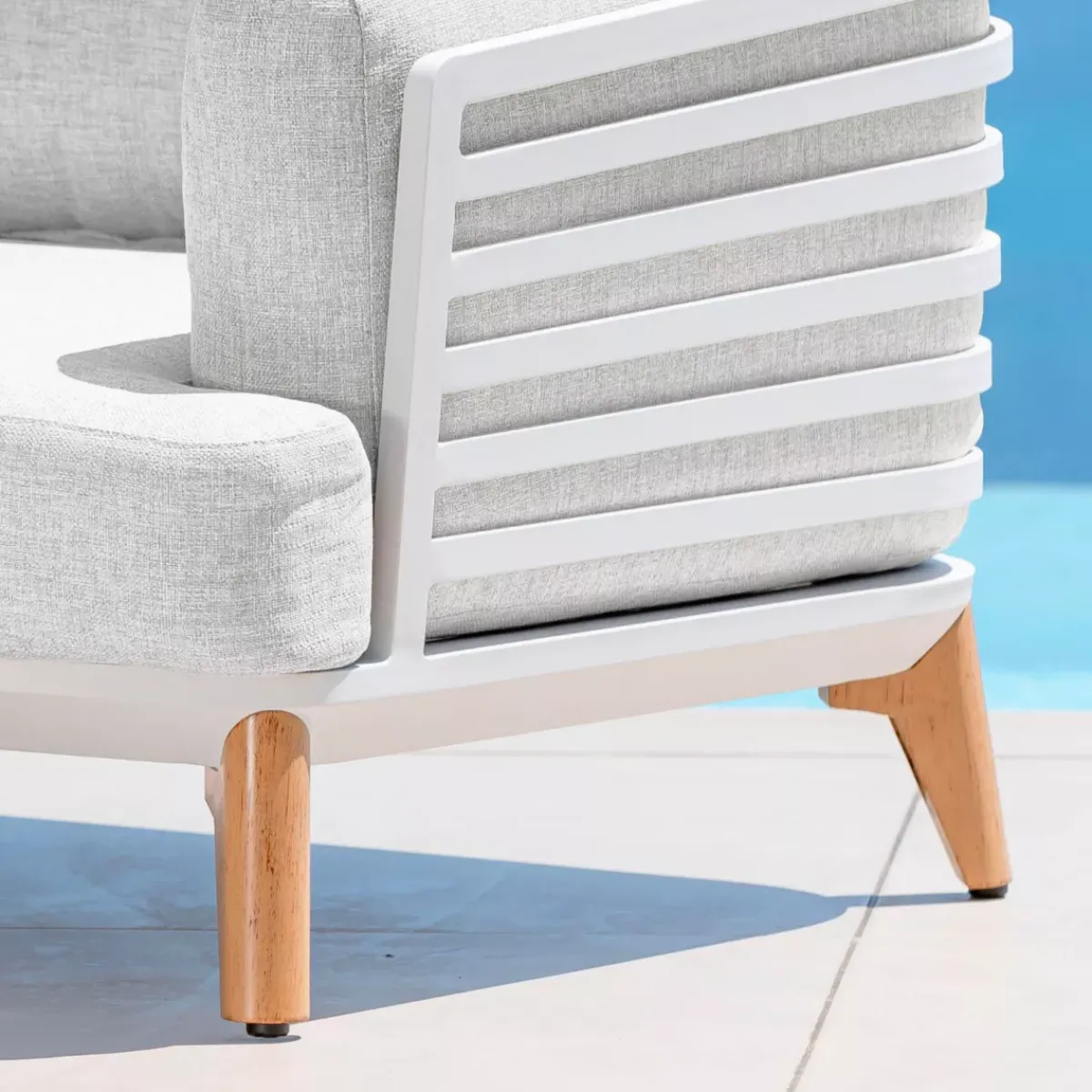 MOBELLIA Salotto Da Giardino-Salotto da giardino alluminio 4 posti 5 pezzi Monte Carlo Bianco e grigio chiaro