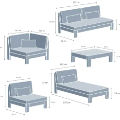 Salotto da giardino angolare in legno di acacia 5 posti 5 pezzi Bornéo Grigio antracite