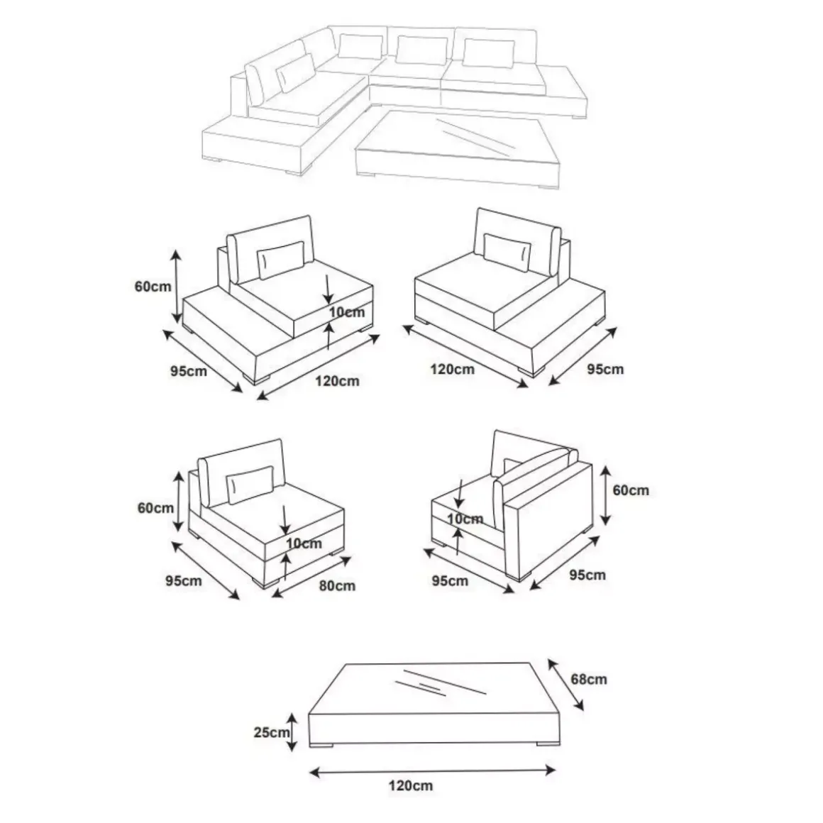Salotto da giardino angolare in resina intrecciata 5 posti Palma Grigio e beige