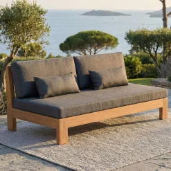 MOBELLIA Salotto Da Giardino-Salotto da giardino angolare in legno di acacia 7 posti 6 pezzi Bornéo Grigio