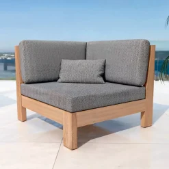 MOBELLIA Salotto Da Giardino-Salotto da giardino angolare in legno di acacia 7 posti 6 pezzi Bornéo Grigio