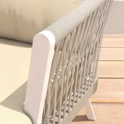 Salotto da giardino in alluminio 2 posti 3 pezzi Amalfi Bianco e beige