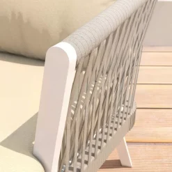 Salotto da giardino in alluminio 7 posti 5 pezzi Amalfi Bianco e beige