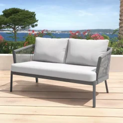 Salotto da giardino in alluminio 4 posti 4 pezzi Amalfi Grigio antracite e grigio chiaro