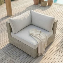Salotto da giardino in resina intrecciata 5 posti 6 pezzi Palma Grigio